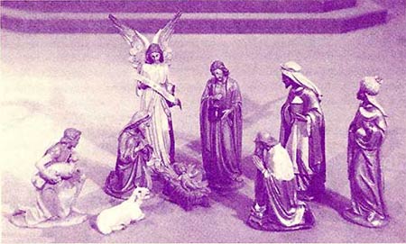 Nativity scene at the altar at Camelot