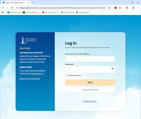 Single Sign On login page